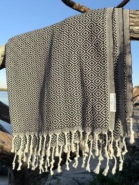 Sandbar Rag Black — Salt Rag™ Sand-Resistant Turkish Beach Towel